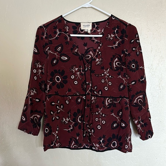 Sézane Silk Leona Floral Blouse Size 34 Or US size 2 - Picture 1 of 6